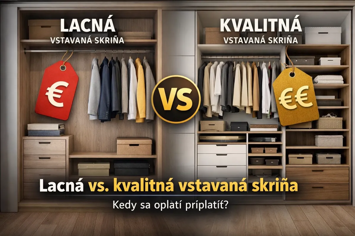 Porovnanie lacnej a kvalitnej vstavanej skrine – rozdiely vo vnútornom členení, materiáloch a funkčnosti vstavaných skríň na mieru
