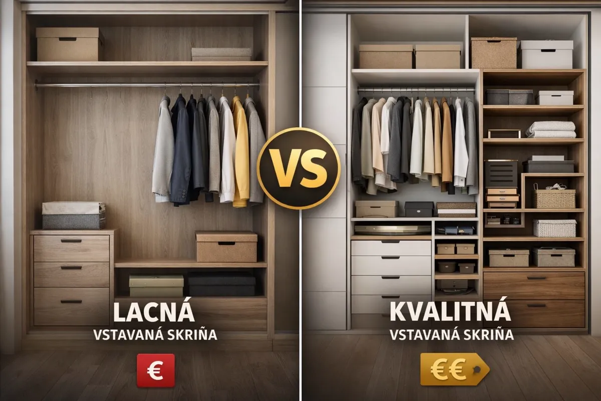 Porovnanie lacnej a kvalitnej vstavanej skrine – rozdiely vo vnútornom členení, materiáloch a funkčnosti vstavaných skríň na mieru