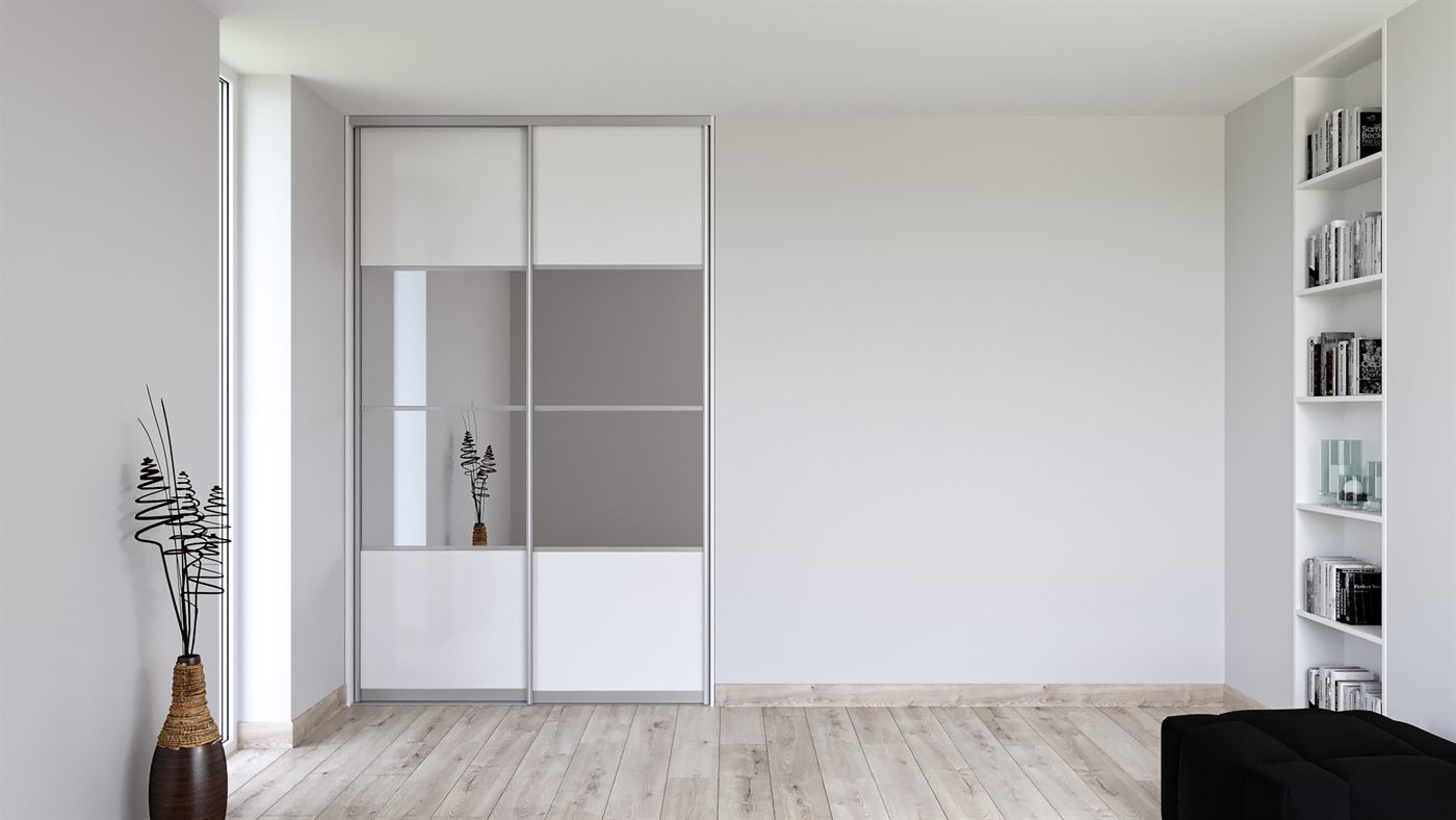 Vstavaná skriňa na mieru, Lacobel Pure White a zrkadlo