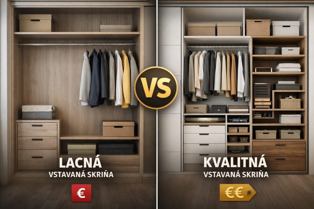 Porovnanie lacnej a kvalitnej vstavanej skrine – rozdiely vo vnútornom členení, materiáloch a funkčnosti vstavaných skríň na mieru