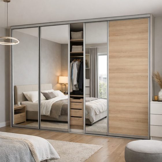 Vstavaná skriňa na mieru v modernej spálni