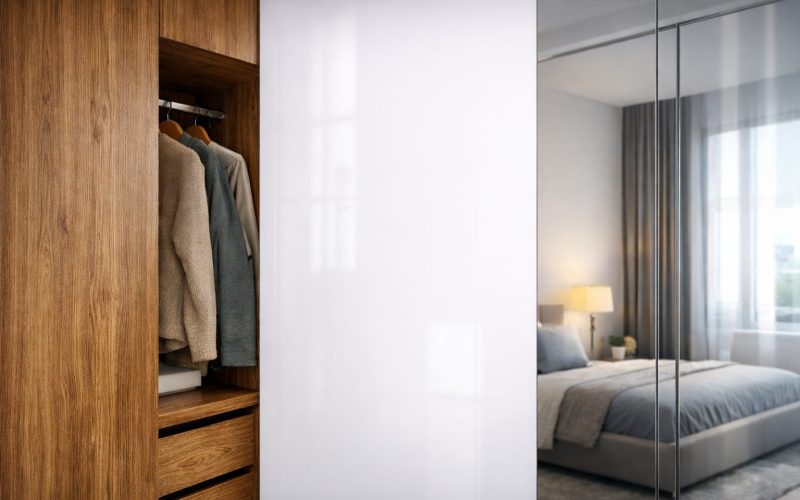 Materiály vstavaných skríň: DTD, MDF, zrkadlo – čo si vybrať?